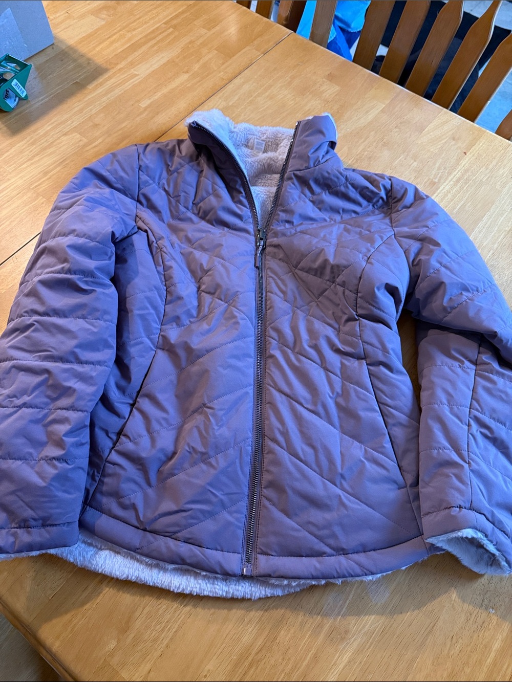 Free Country Lavender Quilted Puffer Jacket with Sherpa Lining